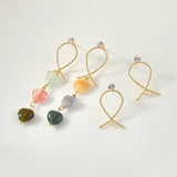 Copper Plated 18K Real Geometric Zircon Ear Stud DIY Earrings Material 4pcs