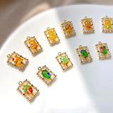 18K Real Copper Plated Glass Zircon Square Pendant DIY Set