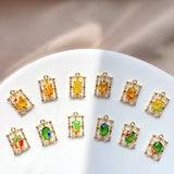 18K Real Copper Plated Glass Zircon Square Pendant DIY Set