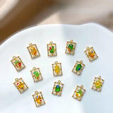 18K Real Copper Plated Glass Zircon Square Pendant DIY Set