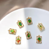 18K Real Copper Plated Glass Zircon Square Pendant DIY Set