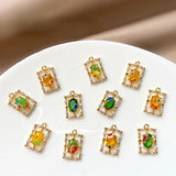 18K Real Copper Plated Glass Zircon Square Pendant DIY Set