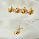 Copper Plated 18K Real Pearl Rose Pendant DIY Earrings Necklace