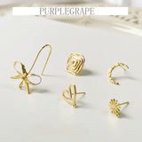 18K Real S925 Silver Crescent Love Earrings DIY Jewelry