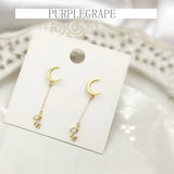 18K Real S925 Silver Crescent Love Earrings DIY Jewelry