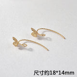 Copper Plated 18K Real Sand Butterfly Flower Ear Ring Earrings