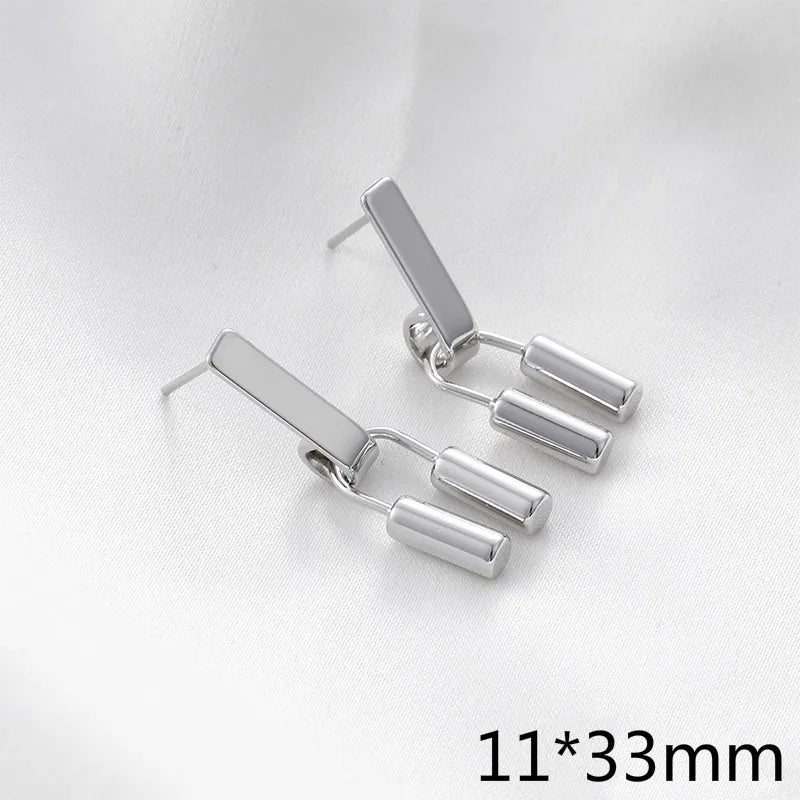 Copper Plated U-shaped Silver Pin Earrings DIY Material 2pcs