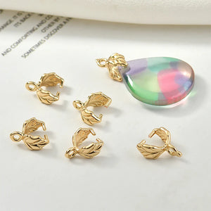 Copper Plated 18k Leaves Buckle DIY Earring Hair Clasp Necklace Jewelry