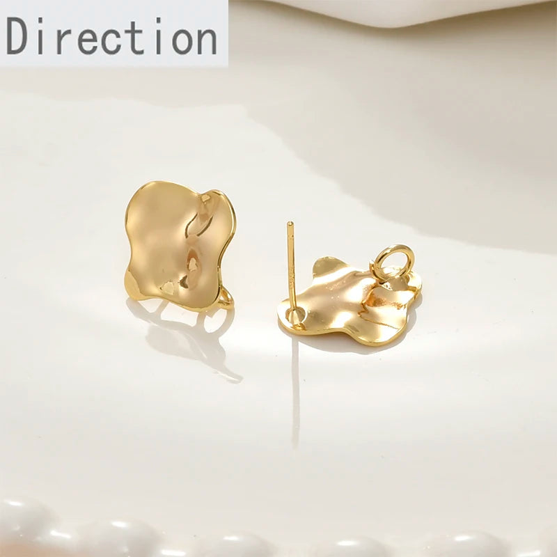 18k Copper Plated Flower Round Drop Earrings DIY Jewelry