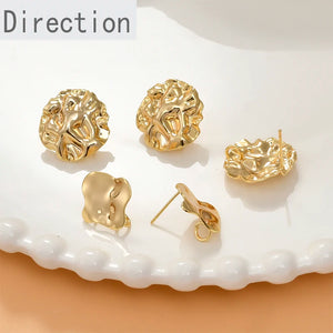 18k Copper Plated Flower Round Drop Earrings DIY Jewelry