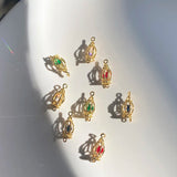 Copper Plated 18k Zircon Birdcage Pendant for DIY Earrings