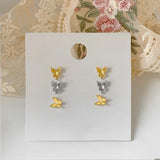 Copper Plated 18k Frosted Butterfly S925 Silver DIY Earrings Accessories