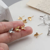 Copper Plated 18k Frosted Butterfly S925 Silver DIY Earrings Accessories