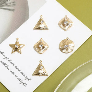 Copper Plated 18k Zircon Star Pendant DIY Earrings Accessories