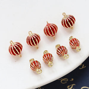 Copper Plated Red Lantern Pendant Necklace Earrings