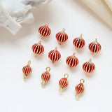 Copper Plated Red Lantern Pendant Necklace Earrings