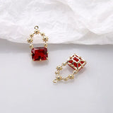 Copper Plated Zircon Crystal Garland Pendant DIY Jewelry Earring Necklace 2pcs