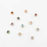 Mini Copper Plated Heart Charms Inlaid Zircon 6pcs