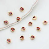 Copper Plated Zircon Red Heart Charms 6pcs 5.2mm DIY Jewelry Making