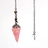 Copper Plated Chain Hexagon Pyramid Rose Quartz Carnelian Pendulum