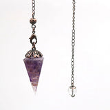 Copper Plated Chain Hexagon Pyramid Rose Quartz Carnelian Pendulum