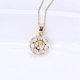 Zircon Flower Necklace, Minimalist Copper Pendant