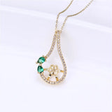 Zircon Flower Necklace, Minimalist Copper Pendant