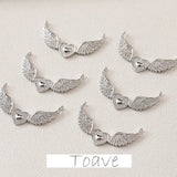 Copper Plated Feather Wings Love Heart Pendant Necklace