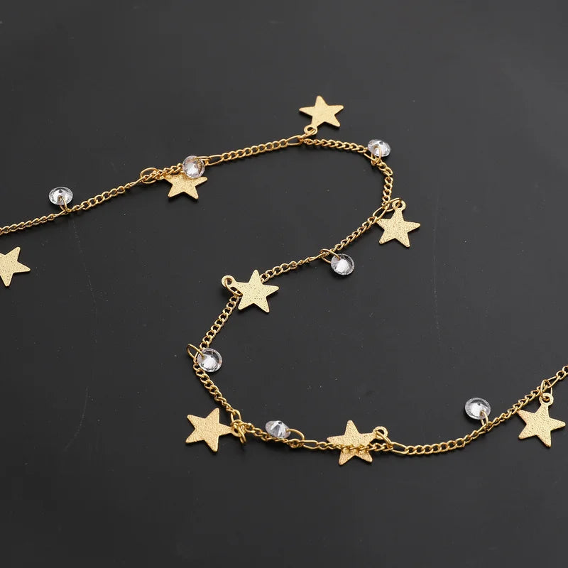 Copper Plated Frosted Star Zircon Chain DIY Jewelry