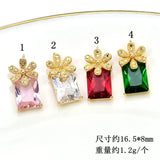 Copper Plated Zircon Pendant Flowers Charms 4pcs/lot DIY Jewelry Making