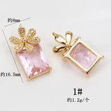 Copper Plated Zircon Pendant Flowers Charms 4pcs/lot DIY Jewelry Making
