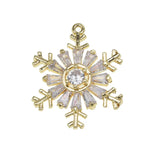 Copper Plated Zircon Snowflake Pendant Charms 4pcs/lot DIY Jewelry Making