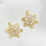 Copper Plated Zircon Snowflake Pendant Charms 4pcs/lot DIY Jewelry Making