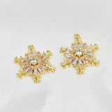Copper Plated Zircon Snowflake Pendant Charms 4pcs/lot DIY Jewelry Making