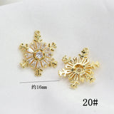 Copper Plated Zircon Snowflake Pendant Charms 4pcs/lot DIY Jewelry Making