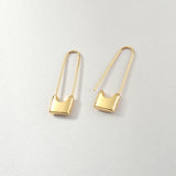 Copper Plating 18 K Personality Lock Pin Earrings DIY 2pcs