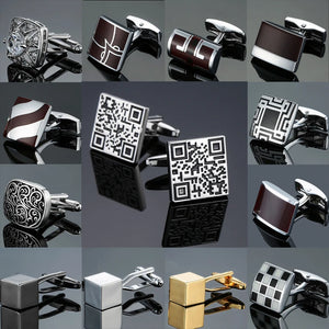 Square Stripes Silver Cube Cufflinks French Shirt Suit Button