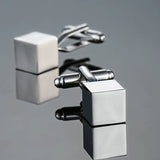 Square Stripes Silver Cube Cufflinks French Shirt Suit Button