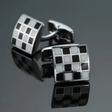 Square Stripes Silver Cube Cufflinks French Shirt Suit Button