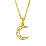 Copper Rhinestone Moon Necklace Crystal Pendant Jewelry Christmas