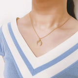 Copper Rhinestone Moon Necklace Crystal Pendant Jewelry Christmas
