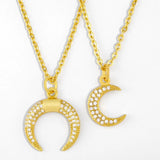 Copper Rhinestone Moon Necklace Crystal Pendant Jewelry Christmas