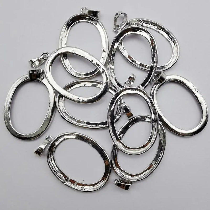 Copper Silver Plated Pendant Base Settings 22x30 MM (10 pcs/lot)
