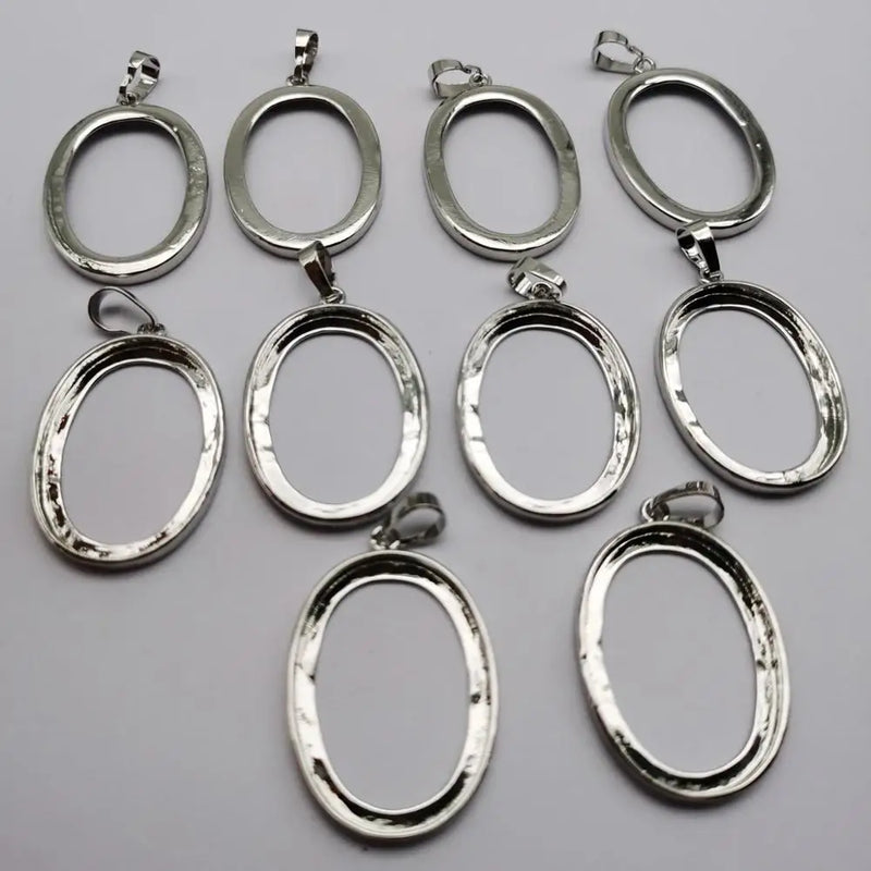 Copper Silver Plated Pendant Settings 22x30 MM Jewelry (10 pcs/lot)