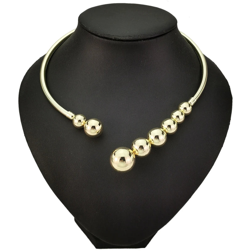 Copper Torques Choker Necklace Beads Statement Bib Collar Necklace