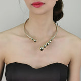 Copper Torques Choker Necklace Beads Statement Bib Collar Necklace