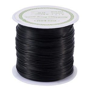 Copper Beading Wire, Black Plated, 24 Gauge, 0.5mm, 75.45 Feet