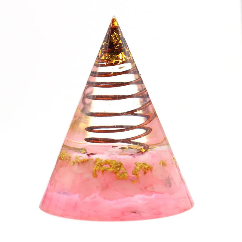 Cone Shape Citrines Crystal Resin Pyramid Pendant