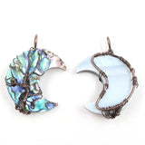 Copper Wire Wrap Moon Abalone Pendant Tree of Life Jewelry