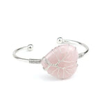 Copper Wire Wrap Crystal Heart Open Cuff Bangle